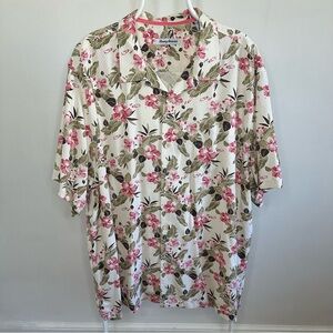 NWOT Tommy Bahama Cream Floral Shirt Sleeve Shirt